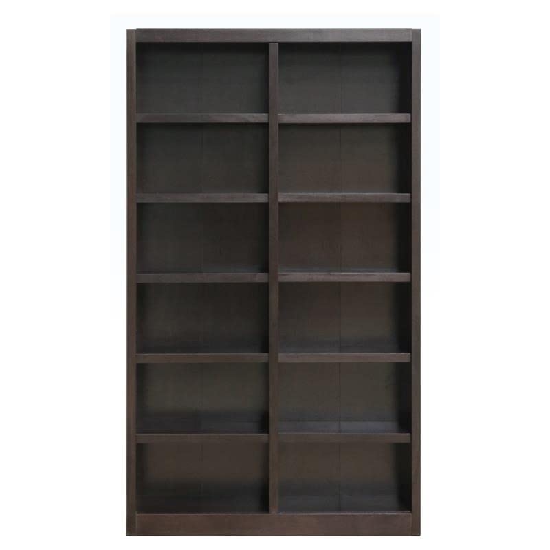 Home Square Espresso Tall 12-Shelf Double Wide Solid Wood Bookcase - Set of 2 - WoodArtSupply