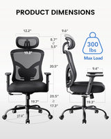 NOBLEWELL Ergonomic Office Chair with Padded Lumbar Support, 2D Headrest, Adjustable Armrests, Upgraded Contoured Seat Cushion, 130° Rocking Tilt, Computer Gaming Chair for Home Office NOBLEWELL