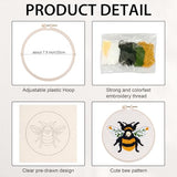 Nuberlic Punch Needle Kit for Beginners Cute Bee Pattern DIY Hoop Embroidery Punch Needle Starter Craft Set with Pre-Printed Fabric, Yarn, Frame & Tools Step-by-Step Introduction