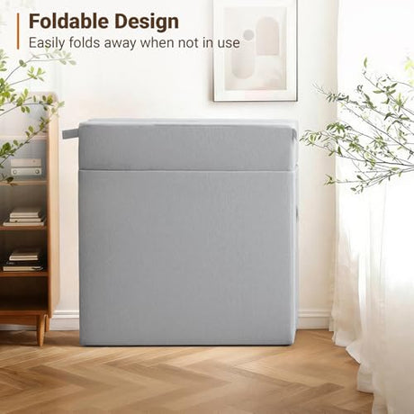 BeBen Folding Sofa Bed, Boneless Foldable Chair Bed, Convertible Futon Sleeper Chair Couch, Twin Lazy Floor Lounger Sofa Couch for Small Spaces, Dorm, Guest Room, Living Room, Apartment, Grey BeBen