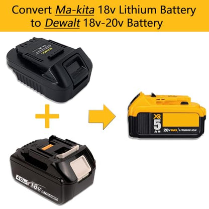 Echoyee MT20DL Battery Adapter, Compatible with Makita 18v Lithium Battery, Convert to Dewalt 18v-20v Lithium Batteries, Work Compatible with Dewalt 18v-20v Cordless Power Tools - WoodArtSupply