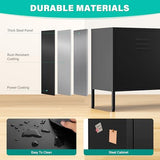 SISESOL Black Metal Storage Cabinet with Doors and Shelves,2 Door Wide Metal Locker Accent Storage Cabinet with Leg & Vent Hole,Wide TV Cabinets,Low Side Cupboard for Home,Office,Dining/Living Room SISESOL