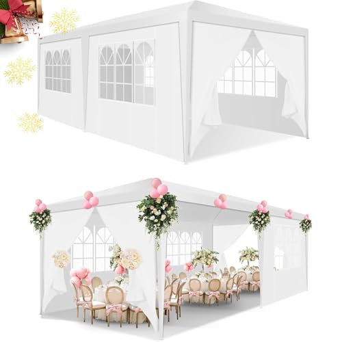 HOTEEL 10x20 Canopy Tent with Removable Sidewalls, White Tents for Parties Carpas para Fiestas Waterproof & UV Protection for Backyard Outdoor Event Wedding Carpa Gazebo Patio BBQ Hoteel