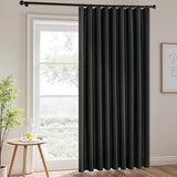 MIULEE 100% Blackout Room Divider Curtains, Extra Wide Ceiling Halloween Panel Sound Proof Thermal Privacy Drapes for Living Room Bedroom Sliding Door, Ceiling Track, W100 x L84 Inch, Black, 1 Panel MIULEE