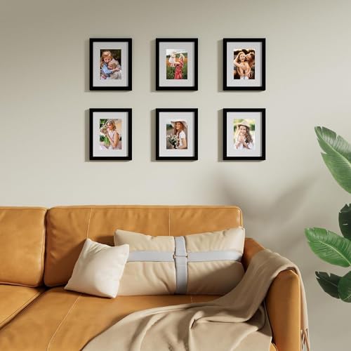 Vittanly 8x10 Picture Frames for Wall Set of 9, Display 5x7 Pictures with Mat or 8x10 without Mat, Collage Frames for Wall or Tabletop, Perfect for Home Décor and Gifts, Black Vittanly