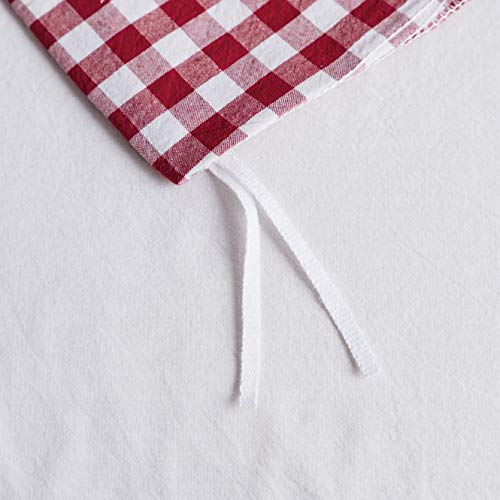SUSYBAO Red Gingham Duvet Cover King 100% Washed Cotton 3 Pcs Set 1 Farmhouse Plaid Duvet Cover with Zipper Ties 2 Pillowcases Vintage Grid Bedding Set Soft Breathable SUSYBAO