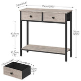 HOOBRO 29.5" Narrow Console Table with 2 Fabric Drawers, Small Entryway Table with 2-Tier Storage Shelves, Sofa Table, Behind Couch Table, for Living Room, Hallway, Greige and Black BG71XG01 HOOBRO