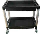 MaxWorks 80384 Black and Gray Two-Tray Service/Utility Cart With Aluminum Legs And 4" Diameter Swivel Castors MaxWorks
