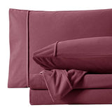 Flannel Sheets Warm and Cozy Deep Pocket Breathable All Season Bedding Set with Fitted, Flat and Pillowcases, King, Burgundy Red Sweet Home Collection