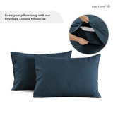 LANE LINEN 100% Cotton Twin Sheet Set – Pre-Washed Cooling Sheets in Soft Percale Weave for Restful Sleep, Fade Resistant Everyday Comfort, Fully Elasticized 15” Deep Pocket, No Pill – Estate Blue LANE LINEN