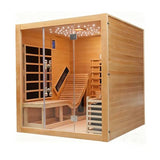 Dual System Sauna Room with Recliner, Luxurious Far Infrared & Steam Indoor Saunas, 2-3 Person Canadian Hemlock Home Hybrid Sauna, 220V/ 6KW Harvia Electric Heater, Bluetooth Speaker, Sauna Stone TaTalife