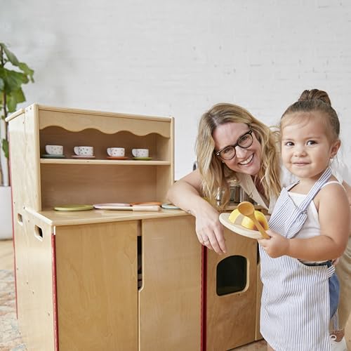 ECR4Kids Play Kitchen Storage Cupboard, Wooden Playset, Natural - WoodArtSupply