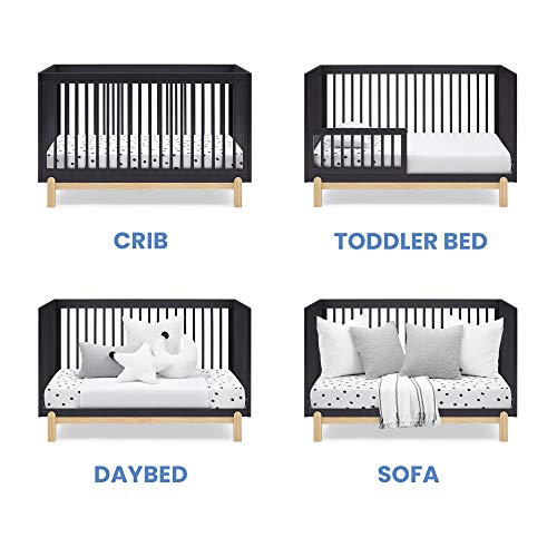 Delta Children Poppy 4-in-1 Convertible Crib, Midnight Grey/Natural