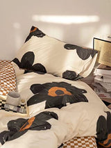 Houseri Black and White Floral Comforter Set Full for Teen Girls Kawaii 3D Sunflower Bedding Comforters Sets Full Size Black Botanical Comforter Cute Relief Print Beige Brown Plaid Bedding Sets Full Houseri