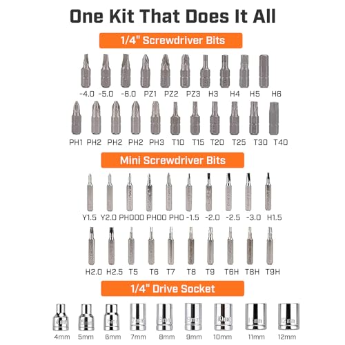 IRONCUBE Ratcheting Screwdriver Set: 56-Piece Magnetic Multi Bits Tool Kit with Case ironcube