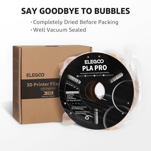 ELEGOO PLA PRO Filament 1.75mm Black 1KG, 30-250mm/s Printing Speed Improved Rigidity 3D Printer Filament Dimensional Accuracy +/- 0.02mm, 1kg Spool (2.2lbs) - WoodArtSupply