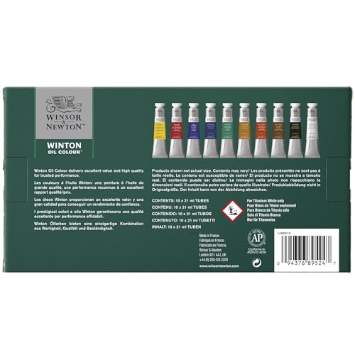 Winsor & Newton Winton Oil Color Paint, Basic Set, 10 x 21ml Tubes - WoodArtSupply