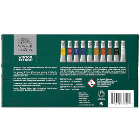Winsor & Newton Winton Oil Color Paint, Basic Set, 10 x 21ml Tubes Winsor & Newton