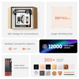 LONGER Ray5 mini Laser Engraver, 32-Bit High-Speed 12000mm/min, 0.04mm Compressed Spot, WiFi APP Control, 130×140mm Engraving Area, Eye Protection, for Wood, Acrylic, Paper (3.5W) Longer