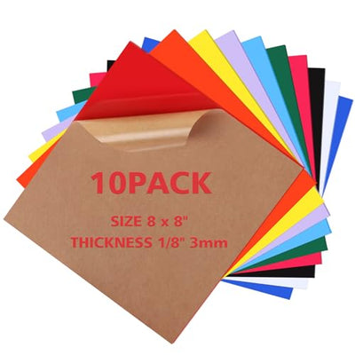 Adrattnay Acrylic Sheets 1/8 Thick, 10Pcs 8 x 8 in Acrylic Sheets 3 mm for Laser Cutting, Opaque Colored Acrylic Panel with Protective Paper for Laser Engraving Material DIY Crafts