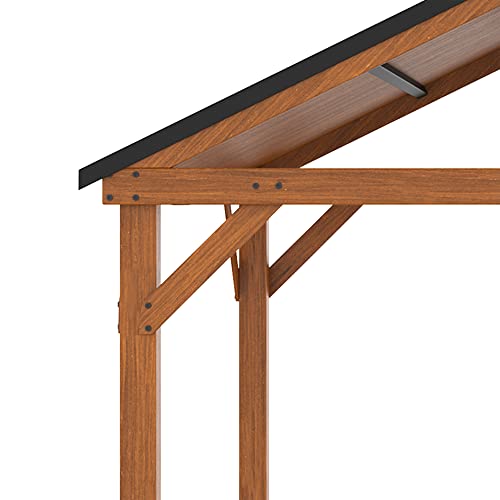 Outsunny 11' x 12' Hardtop Gazebo with Wooden Frame and Waterproof Asphalt Roof, Permanent Pavilion Gazebo Canopy, for Garden, Patio, Backyard, Deck, Porch, Brown Outsunny