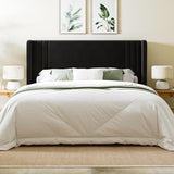 Allewie Full Size Velvet Platform Bed Frame with Vertical Tufted Wingback Headboard, Easy Assembly, Under Bed Storage, No Box Spring Required, Modern Style, Black Allewie