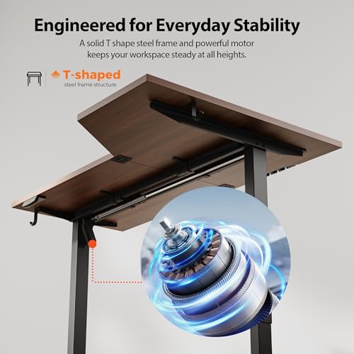 Agilestic Electric Standing Desk, L-Shaped 55 Inches Height Adjustable Desk, Sit and Stand up Desk for Work Office Home, Ergonomic Rising Computer Table for Home Office with Splice Board, Dark Walnut Agilestic