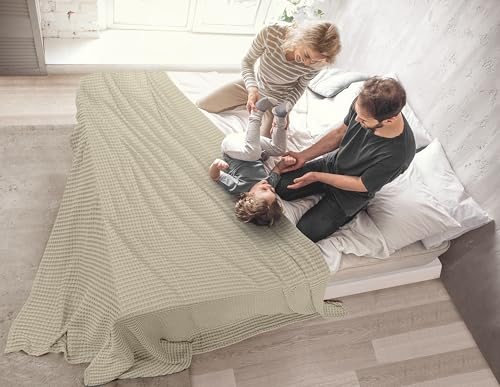 Utopia Bedding Khaki 100% Cotton Waffle Blanket 300 GSM [King - 90x108 Inch] Soft Lightweight Breathable Bed Blanket for All Season Utopia Bedding