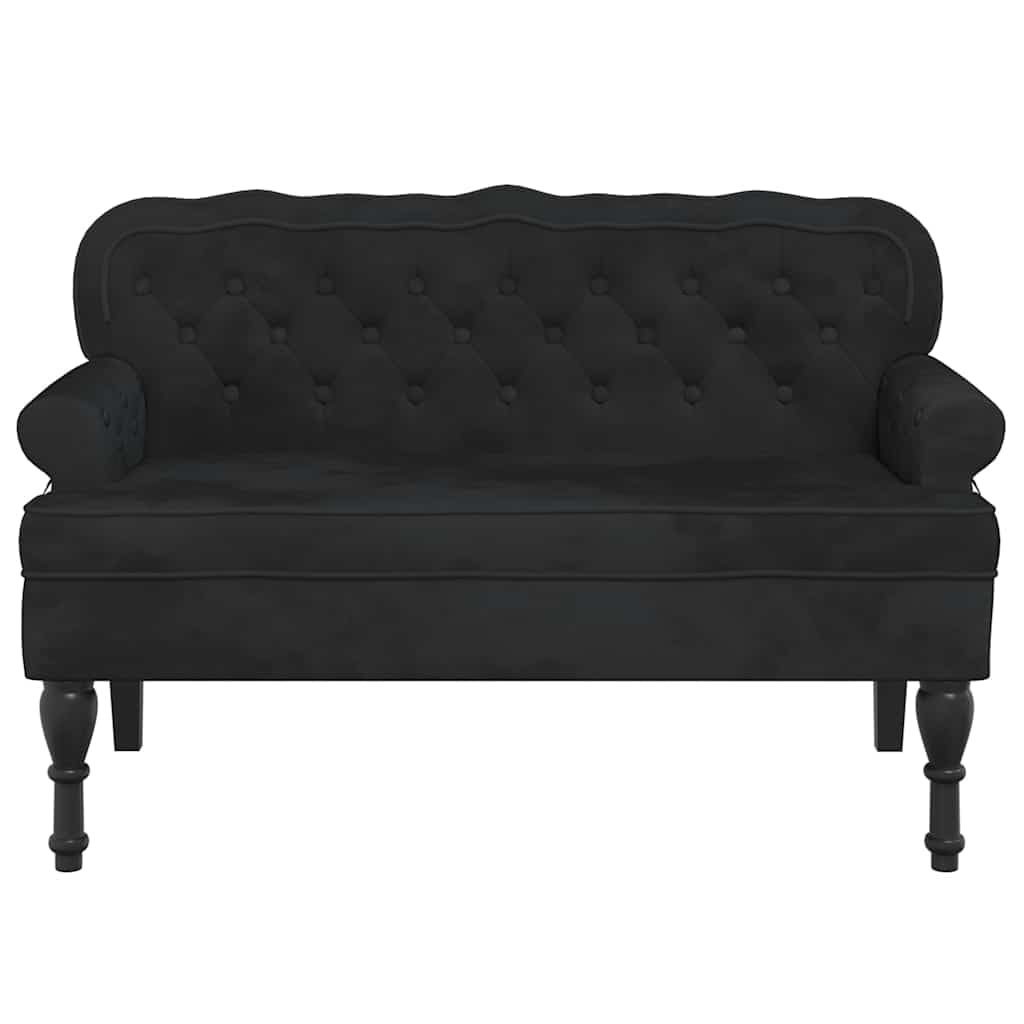 vidaXL 47" W Small Loveseat, Velvet Chesterfield Sofa with Button Tufting & Rolled Armrests for Small Spaces, 2 Seater Couch for Living Room & Bedroom, Black vidaXL