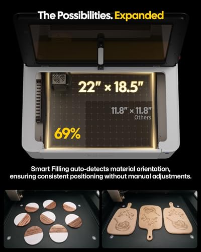 LaserPecker LX2 20W All-in-One Desktop Laser Engraver Cutter, 19.7" x 12" Large Working Area 1000mm/s High-Speed 12MP Camera Class 1 Safety Laser Engraving Machine for Wood Metal Acrylic, Basic Bundle LaserPecker