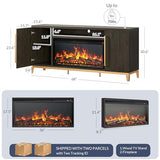 BELLEZE Fireplace TV Stand with 36" Electric Fireplace with Sound, Entertainment Center for TVs Up to 75", TV Console with Storage Cabinet and Open Shelf for Living Room, Bedroom-London (Dark Walnut) BELLEZE