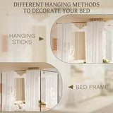 lazyzzz White Canopy Bed Curtains with Light Princess Bed Canopy Scarf for Full/Queen Metal Bed Frame,Wood Frame Bed-2 Panel Sheer Curtain lazyzzz