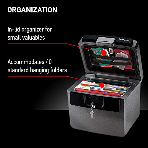 SentrySafe Black Fireproof and Waterproof Safe, File Folder and Document Box with Key Lock, Ex. 14.3 x 15.5 x 13.5 inches, HD4100 SentrySafe