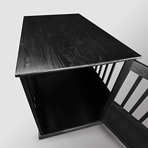 Casual Home Wooden Indoor Dog Crate House Kennel End Table Night Stand Furniture with Lockable Latch for Small to Medium Pets, Black Casual Home