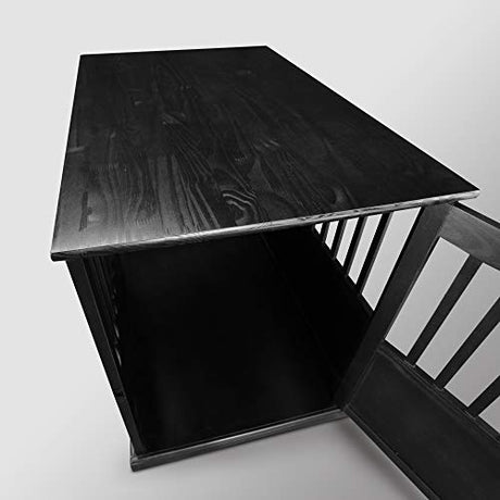 Casual Home Wooden Indoor Dog Crate House Kennel End Table Night Stand Furniture with Lockable Latch for Small to Medium Pets, Black Casual Home