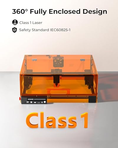 Laser Engraving Machine, Woxcker L2 MAX 5.5W Enclosure Laser Engraver, 300x300mm Bed Size 0.01mm High Precision Laser Engraving and Cutting for Wood Leather Glass Acrylic (Class 1 Laser 5500mW) Woxcker