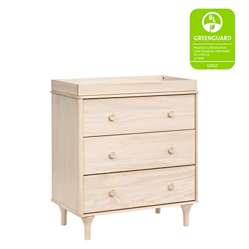 Babyletto Lolly Changing Table Dresser Combo w/Removable Tray - GREENGUARD Gold Certified 3 Drawer Baby Dresser with Changing Table Top - Easy to Assemble Diaper Station for Nursery, Washed Natural babyletto