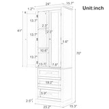 62.2" Wide Storage Cabinet Pantry Cupboard with Doors and Drawers for Home Kitchen, Bathroom and Living Room, Adjustable Shelf, White Merax