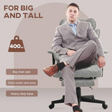 HOMCOM Executive Office Chair, 400LBS Big and Tall Office Chair with Foot Rest, Microfiber Computer Desk Chair with Lumbar Support, Reclining Function and Wide Seat, Gray HOMCOM