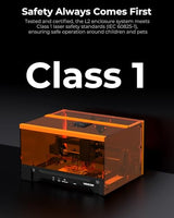 Laser Engraving Machine for Beginners, Woxcker L2 Flex 5W Enclosure Pre-Assemble Laser Engraver 0.01mm High Precision for Coated Metal, Wood, Acrylic, Leather, Glass (Class 1 Output 5000mW） Woxcker