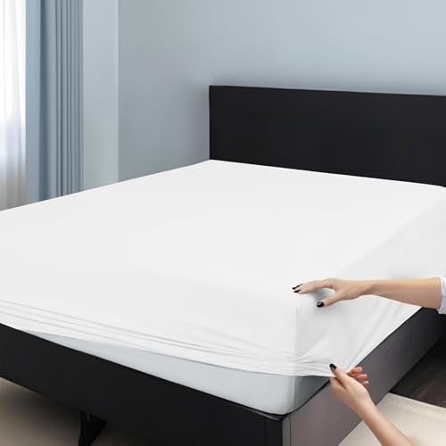 King Size Fitted Sheet – Ultra Soft 1800 Microfiber – Deep Pocket Fits Up to 16” Mattress – Wrinkle & Fade Resistant – Single Fitted Bottom Sheet Only (White) Peace Sleep Bedding