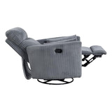 Lexicon Modern Swivel Glider Recliner Chair, Nursery Glider, Corduroy Fabric Upholstery Recliner with 2 Lumbar Pillows, Manual Reclining Sofa Chair for Living Room/Office/Apartment, Grey Lexicon