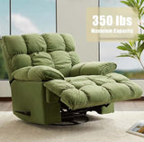 SITJOY Oversized Power Swivel Rocker Recliner Chair, Overstuffed Extra Wide Rocking Chair for Big and Tall, Glider Recliner Nursery Chair, Soft Breathable Fabric in Green, Manual