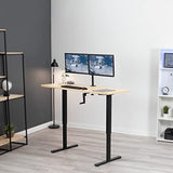 VIVO Manual Height Adjustable 60 x 24 inch Stand Up Desk, Light Wood Solid One-Piece Table Top, Black Frame, Standing Workstation with Foldable Handle, DESK-KIT-MB6C VIVO