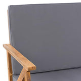 Christopher Knight Home Panama Outdoor Acacia Wood Chat Set with Water Resistant Cushions, 4-Pcs Set, Teak Finish / Grey Christopher Knight Home