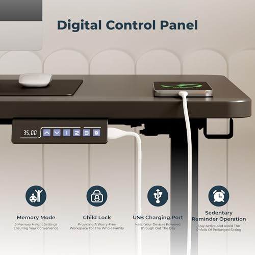 FitStand Adjustable Standing Desk, Large 79x31 Inches Standing Desk with Cable Management, Home Office Computer Desk with Memory Preset & Charging USB Port & Sedentary Reminder FitStand