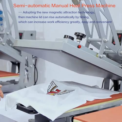 Semi-Automatic 16x24 Heat Press Machine: Auto Open Dual Platen Sublimation T-Shirt Press - Large Format 110V Heat Press with Precision Wire Tube and Teflon Coating AVGVLIJ