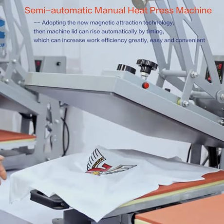 Semi-Automatic 16x24 Heat Press Machine: Auto Open Dual Platen Sublimation T-Shirt Press - Large Format 110V Heat Press with Precision Wire Tube and Teflon Coating AVGVLIJ