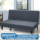 ZNSAYOTX Stretch Fit Futon Cover (67"-82") Armless Futon Sofa Bed Slipcover with Elastic Band, Universal Foldable Sofa Mattress Protector Full Queen Size, Washable Comfort Jacquard (Dark Grey) ZNSAYOTX