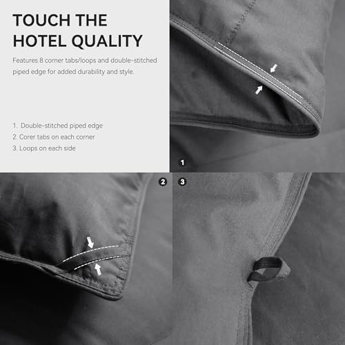 Saisier Grey Goose Feather Down Comforter Queen Size, Premium All Season Duvet Insert, 750+ Fill Power 1200TC Cotton Blend Fabric Hotel Style Comforter, 42 Oz Lightweight (90x90, Dark Grey) Saisier